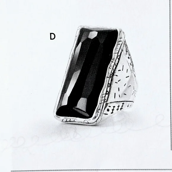 RARE Silpada Sterling Silver Onyx 'Black Tie' Cigar Ring R2891 Size 11.25